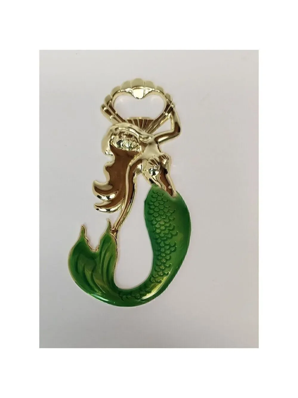 Blush Gold Metal Green Enamel Mermaid Bottle Opener